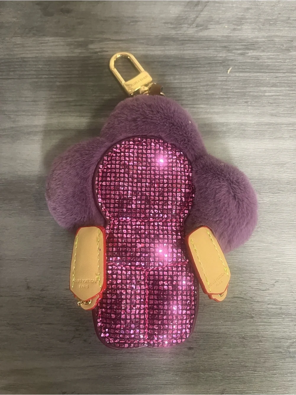 Purple Flower Pom-Pom Key Charm